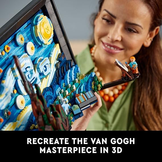 LEGO Ideas Vincent Van Gogh The Starry Night - 3D Puzzle Building Set for Adults, Ages 18+ - Beautifully Detailed Home Wall Art Decor - Gift Ideas for Artists - 21333
