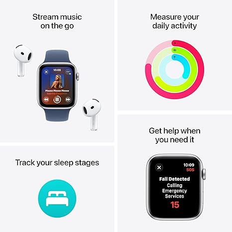 Apple Watch SE (2nd Gen) [GPS 40mm] Smartwatch with Starlight Aluminum Case with Starlight Sport Band S/M. Fitness and Sleep Trackers, Crash Detection, Heart Rate Monitor, Retina Display