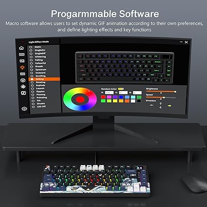 Womier S-K80 75% Keyboard with Color Multimedia Display Mechanical Gaming Keyboard, Wired Hot Swappable Gasket Mount RGB Custom Key Board, Pre-lubed Stabilizer for Mac/Win, Black Kanagawa